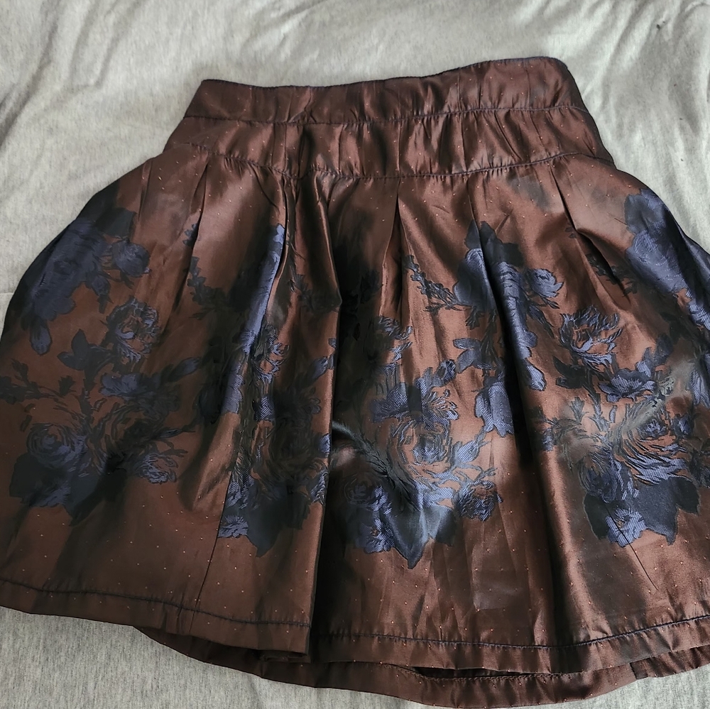 Stylish Brown and Blue A-Line Skirt